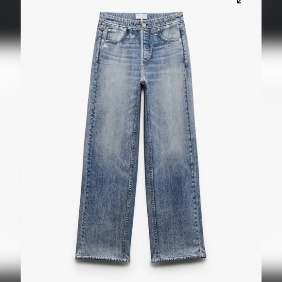 rag & bone Light Blue Wide Leg Sweatpant Jeans - Picture 2 of 9